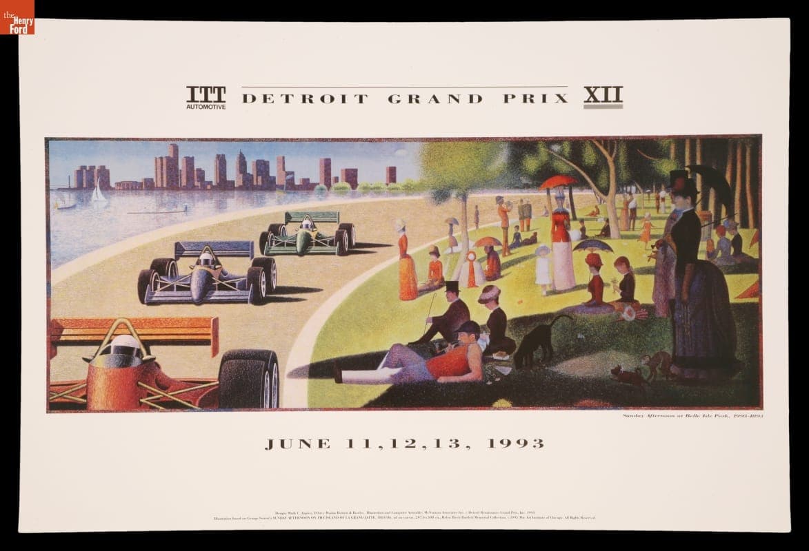 Racing Poster, Detroit Grand Prix XII, "Sunday Afternoon at Belle Isle Park" 1993