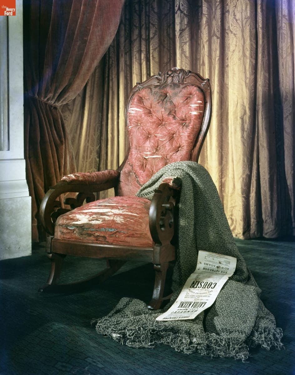 The Chair in Which Abraham Lincoln was Shot, Photographed in Henry Ford Museum Theater, April 1958