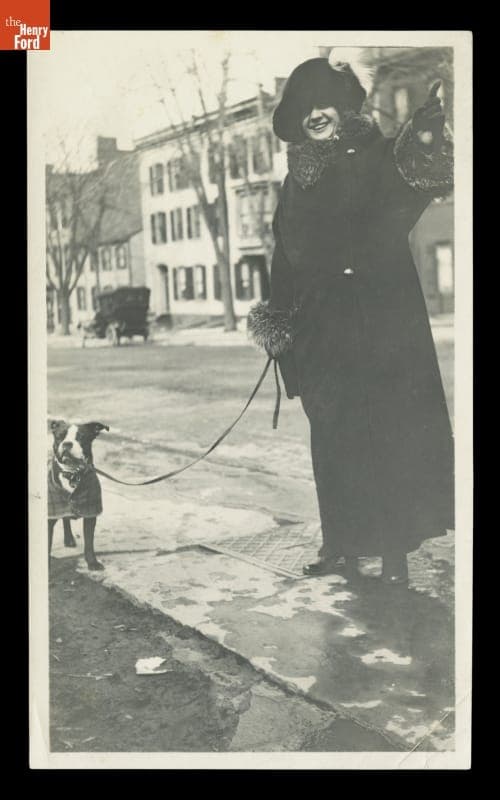 Eva Tanguay Walking Her Dog, circa 1912