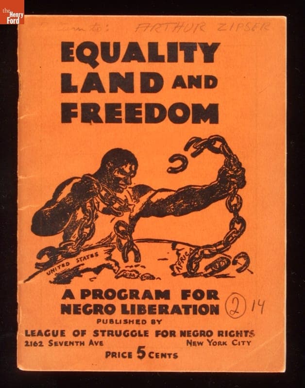 "Equality Land and Freedom: A Program for Negro Liberation," 1933