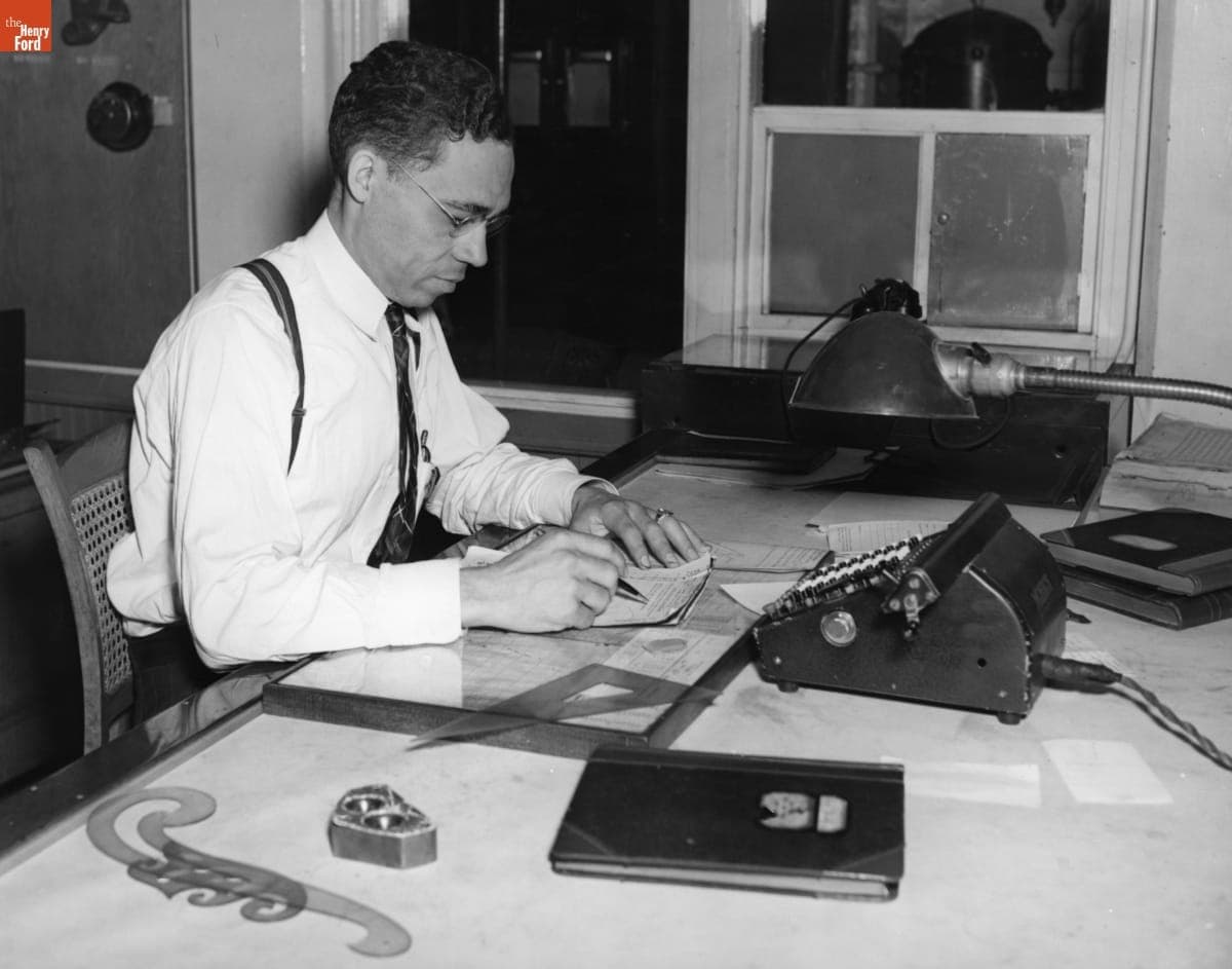 Engineer Working at the Ford Motor Company Rouge Plant, August 3, 1942