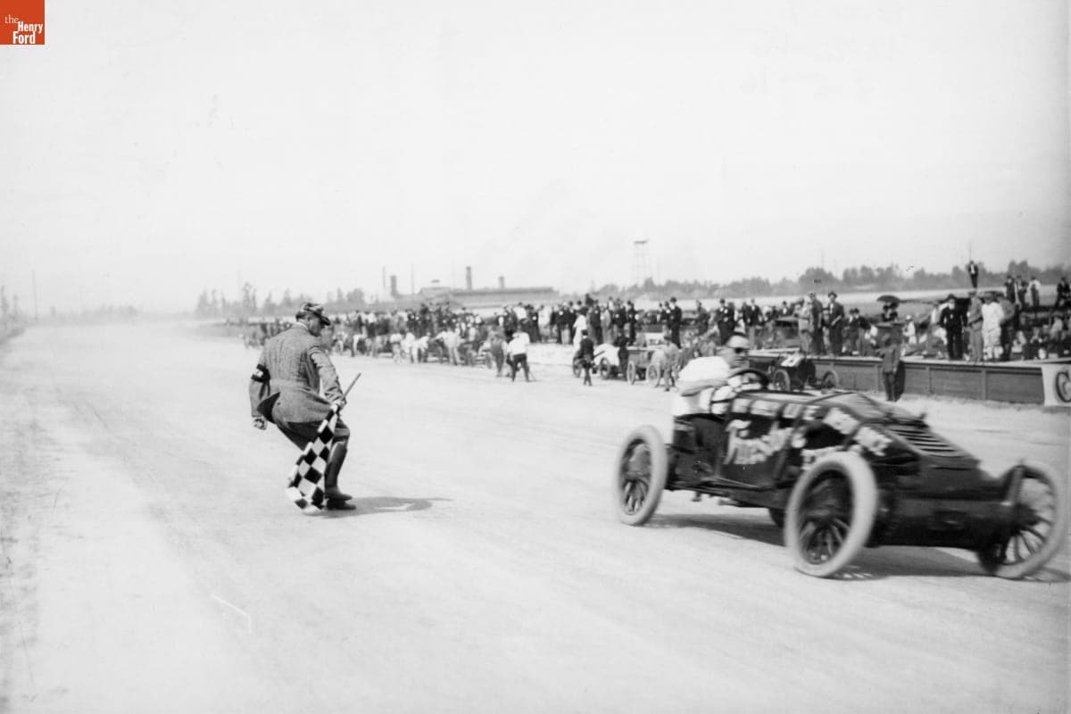 Barney Oldfield Driving a Christie Race Car at Ascot Speedway, March 5, 1916