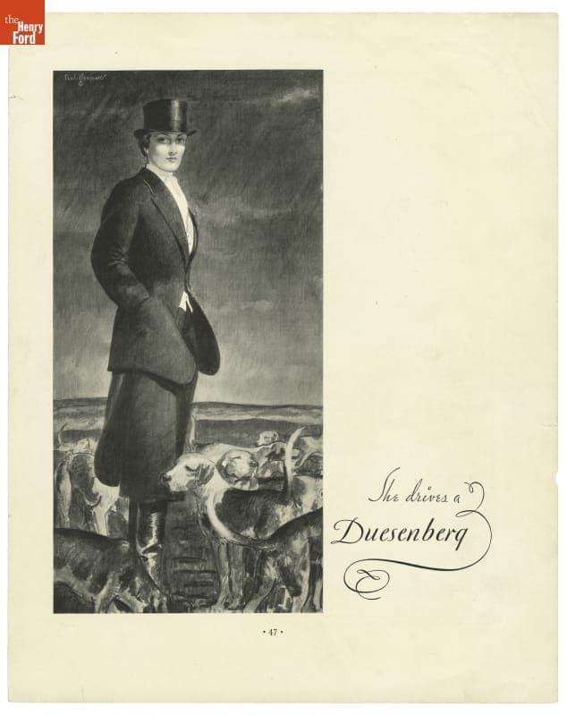 Advertisement, "She Drives a Duesenberg," 1935