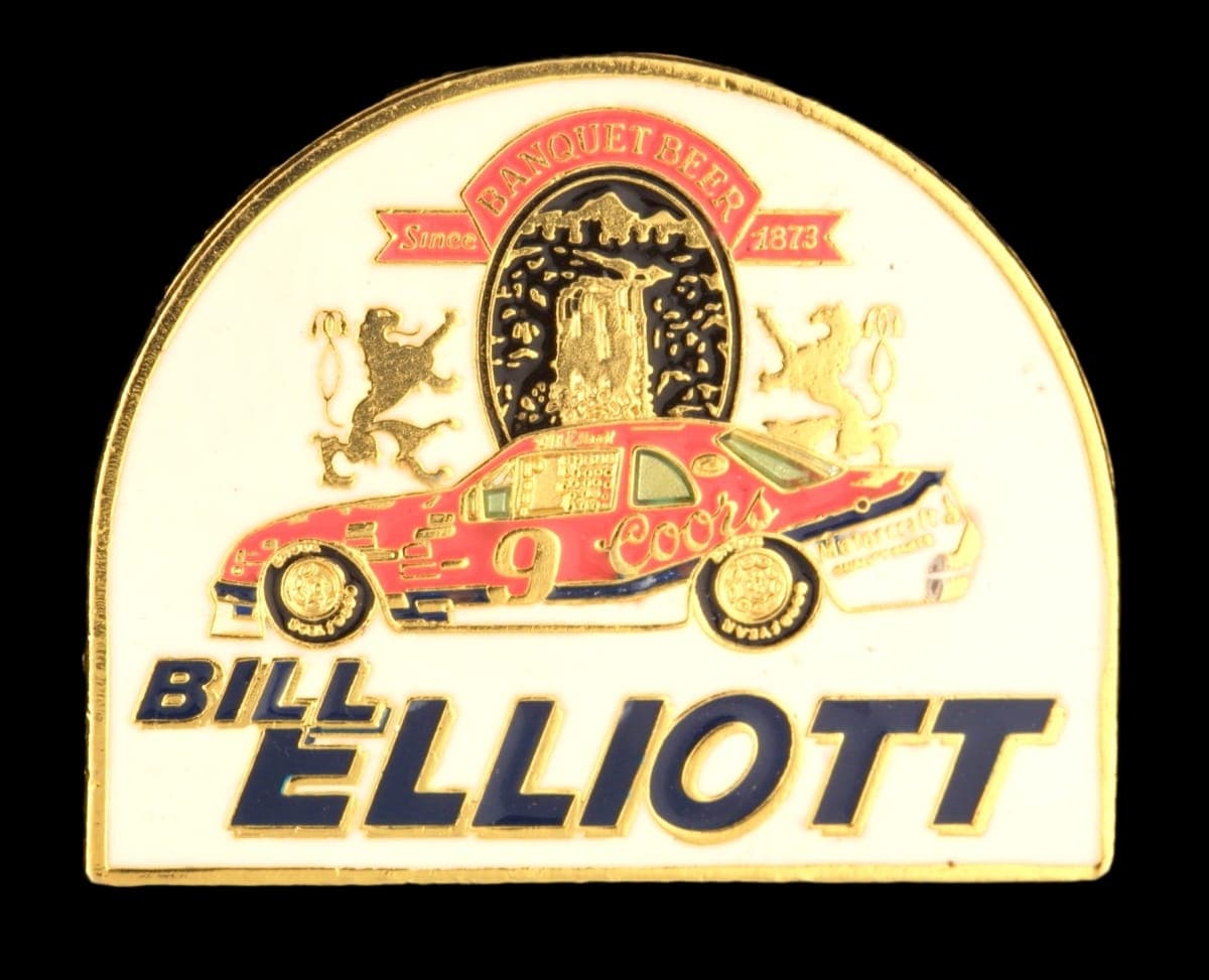 Lapel Pin Promoting Bill Elliott's Number Nine Ford Thunderbird, 1985