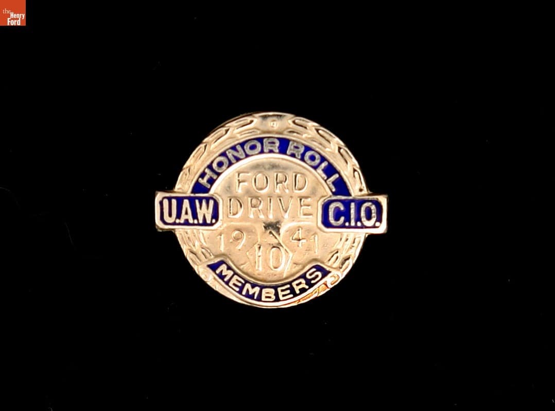 UAW Button, "Ford Drive Honor Roll Member UAW-CIO," 1941