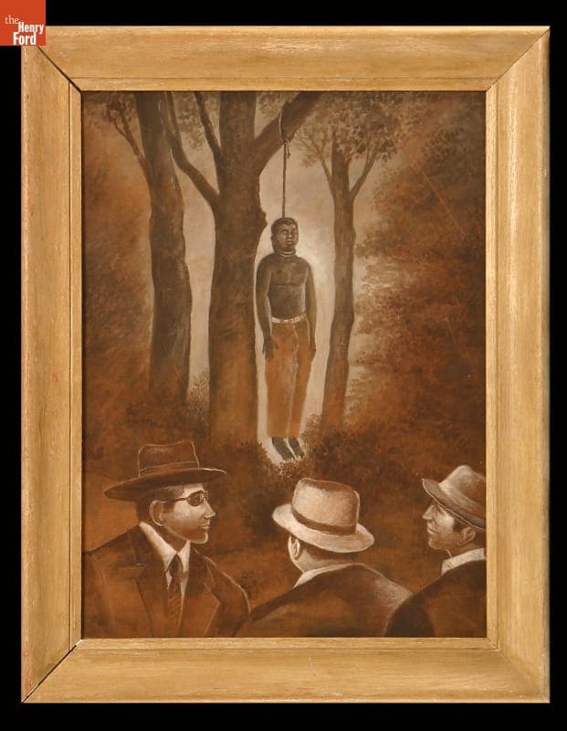 Painting on Masonite, "Lynching of Wilbert Lee for Raping a White Girl," 1936
