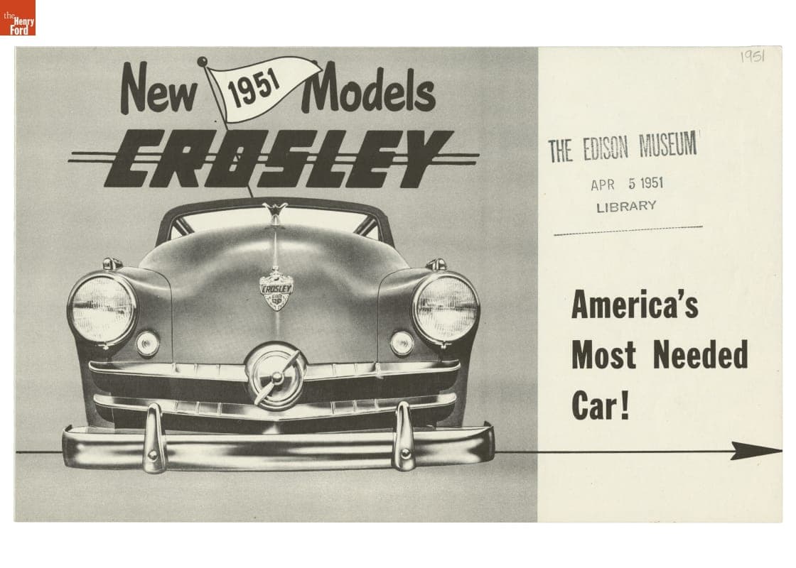 1951 Crosley Sales Brochure, "America's Most Needed Car!"