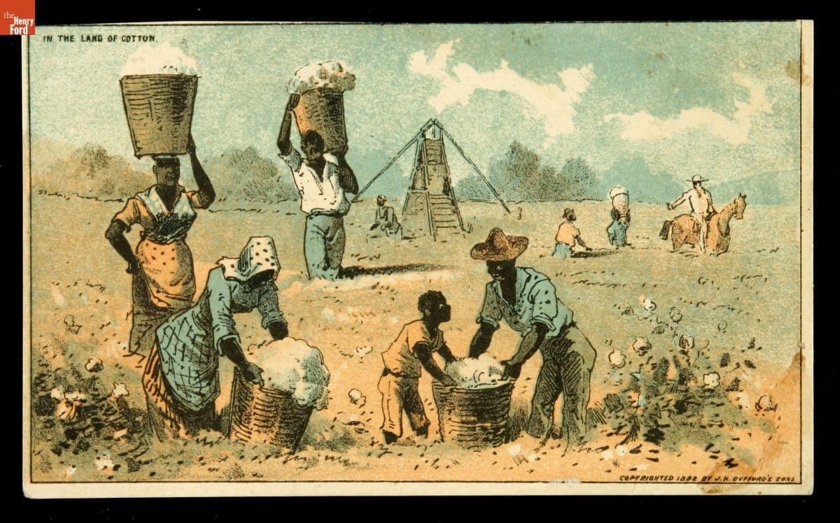 Trade Card for Wilmot Clothing Co., "In the Land of Cotton," 1882