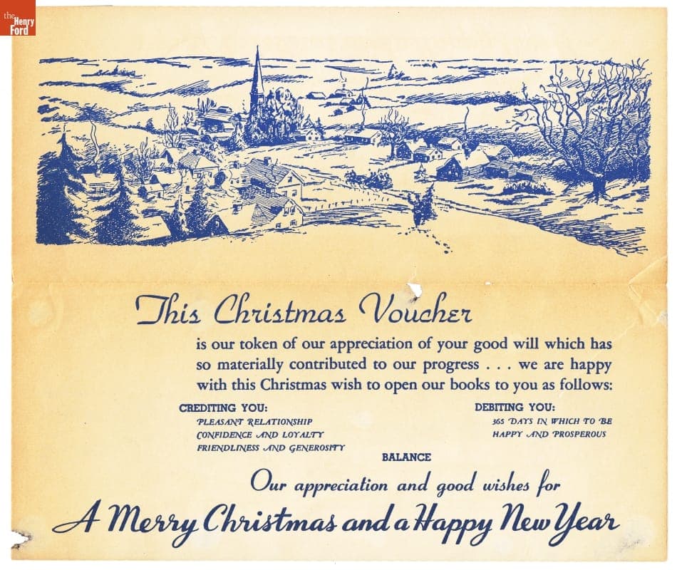 Christmas Card Sent to Pontiac Motor Company Employee, Wilford D. Pain, 1941