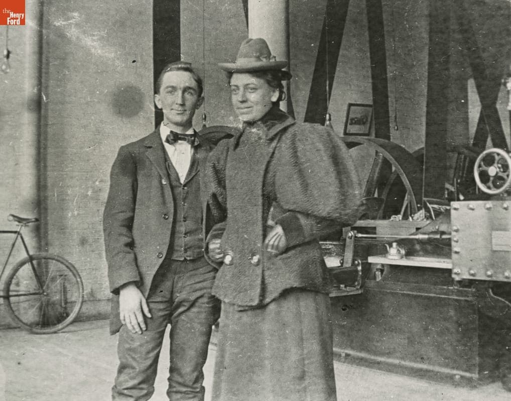 Jim Bishop and Mary Ward Ford at the Edison Illuminating Company Generator, circa 1896
