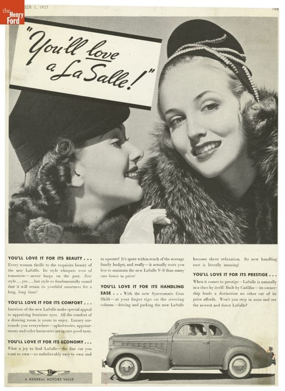 Advertisement for the 1938 LaSalle Coupe, "You'll  Love a LaSalle!"