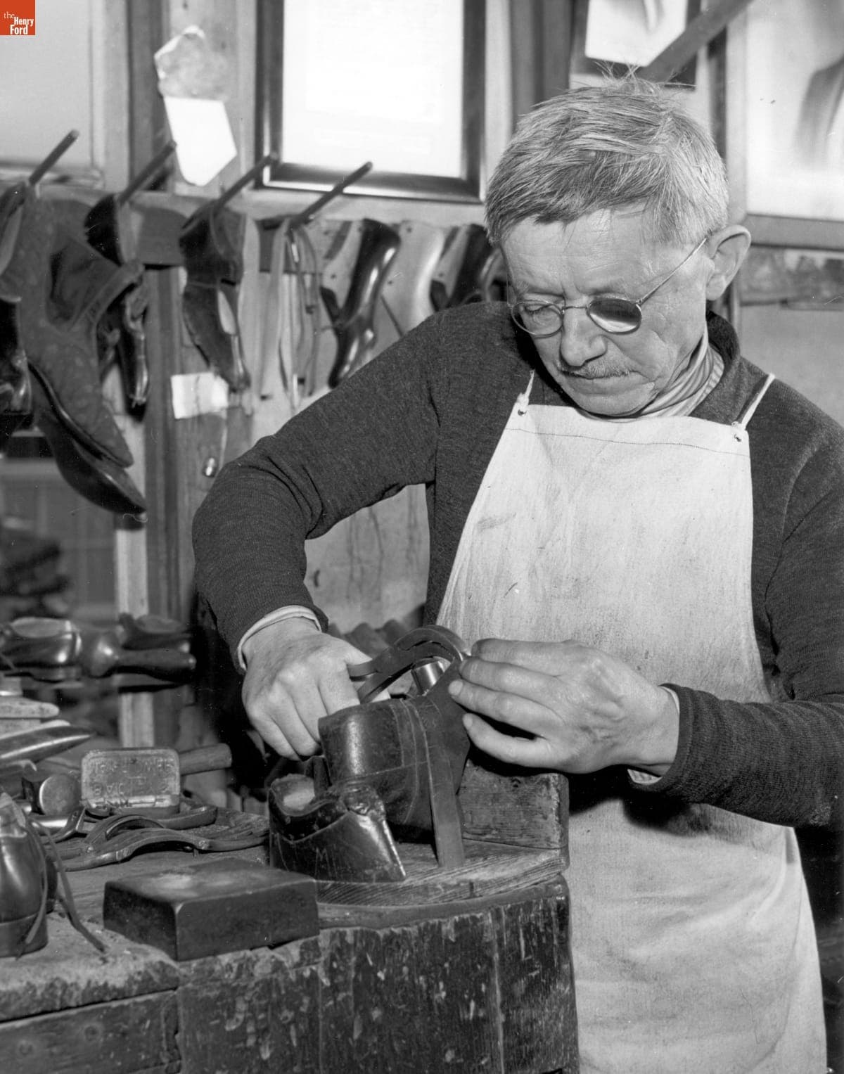 Shoemaker Working in Greenfield Village, March 1941