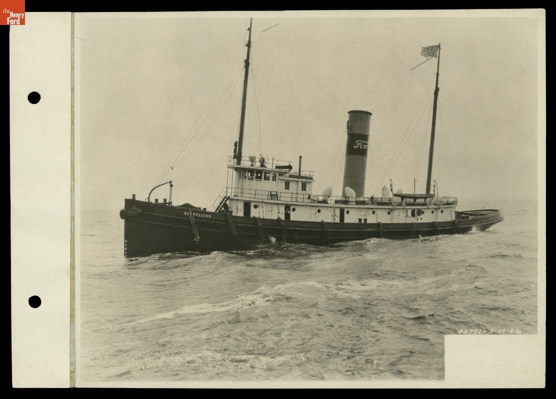 Ford Motor Company Tugboat "Barrallton" in Open Water, 1926