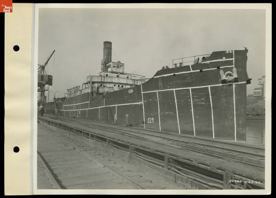 Ship "Lake Gedney" in Storage Prior to Salvage at Ford Motor Company Rouge Plant Shipyard, 1927