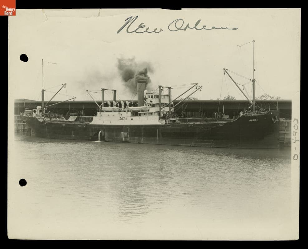 Ford Motor Company Ship "Oneida" at New Orleans, Louisiana, circa 1924