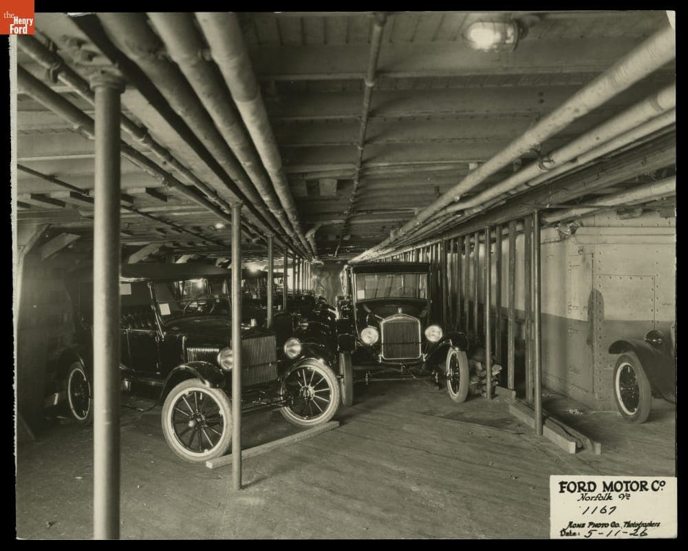 Ford Model T Automobiles in Ship's Hold, 1926