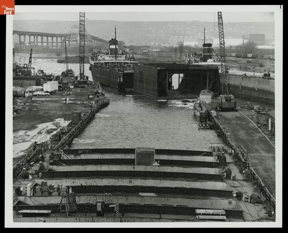 Ford Motor Company Ship "William Clay Ford" Being Modified at Shipyard, Superior, Wisconsin, 1979