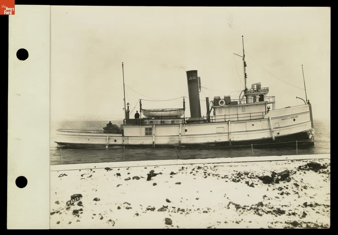 Ford Motor Company Tugboat "Daniel L. Hebard" Nearing Dock, 1924