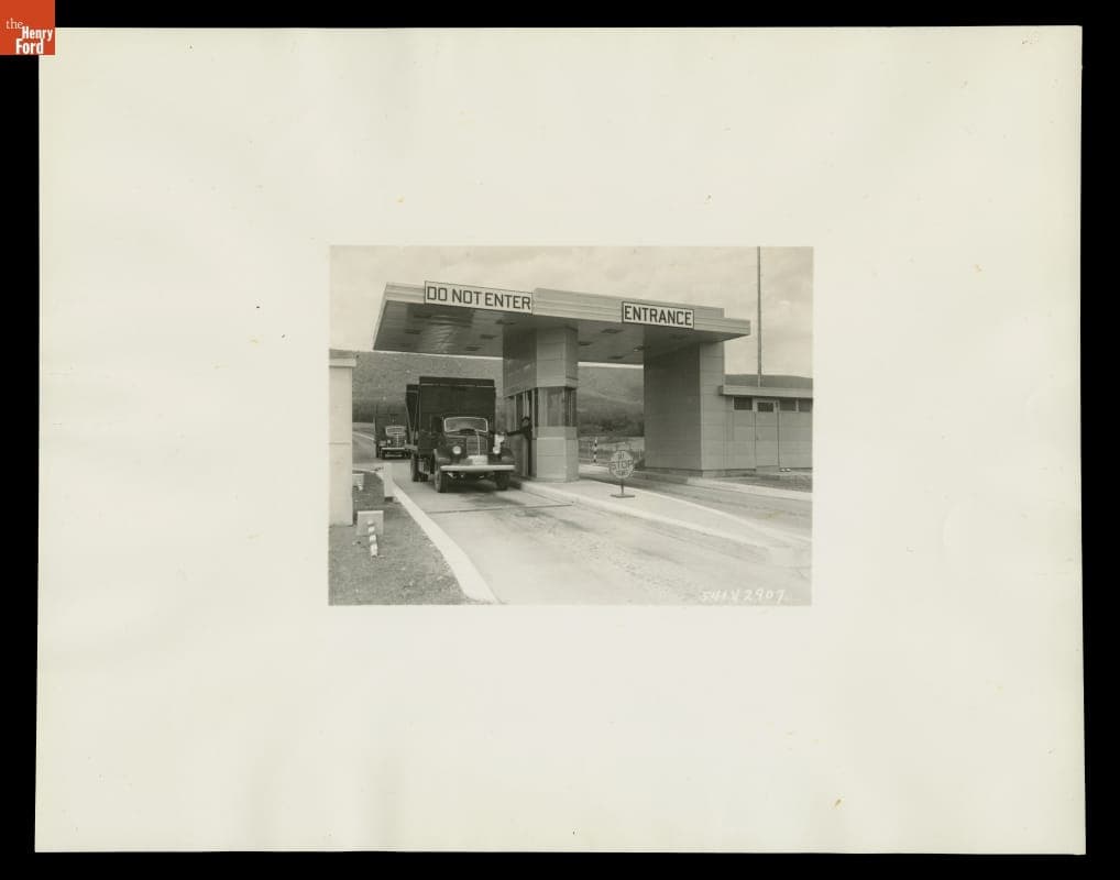 Mack Model EE Truck Stopped at Toll Booth, 1941