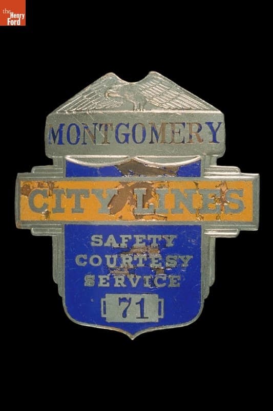 Bus Driver's Badge from Montgomery City Bus Lines, circa 1955