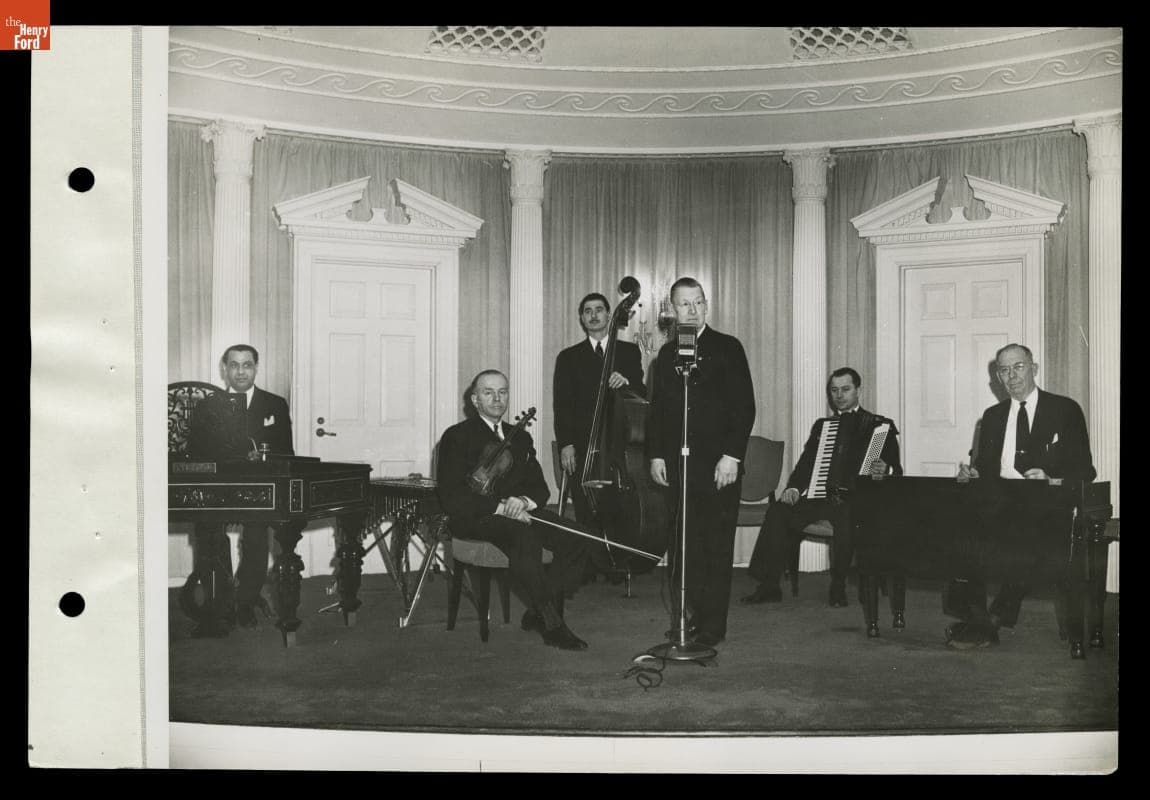 Benjamin Lovett and Henry Ford's Old-time Dance Orchestra in Lovett Hall, Dearborn, Michigan, 1944