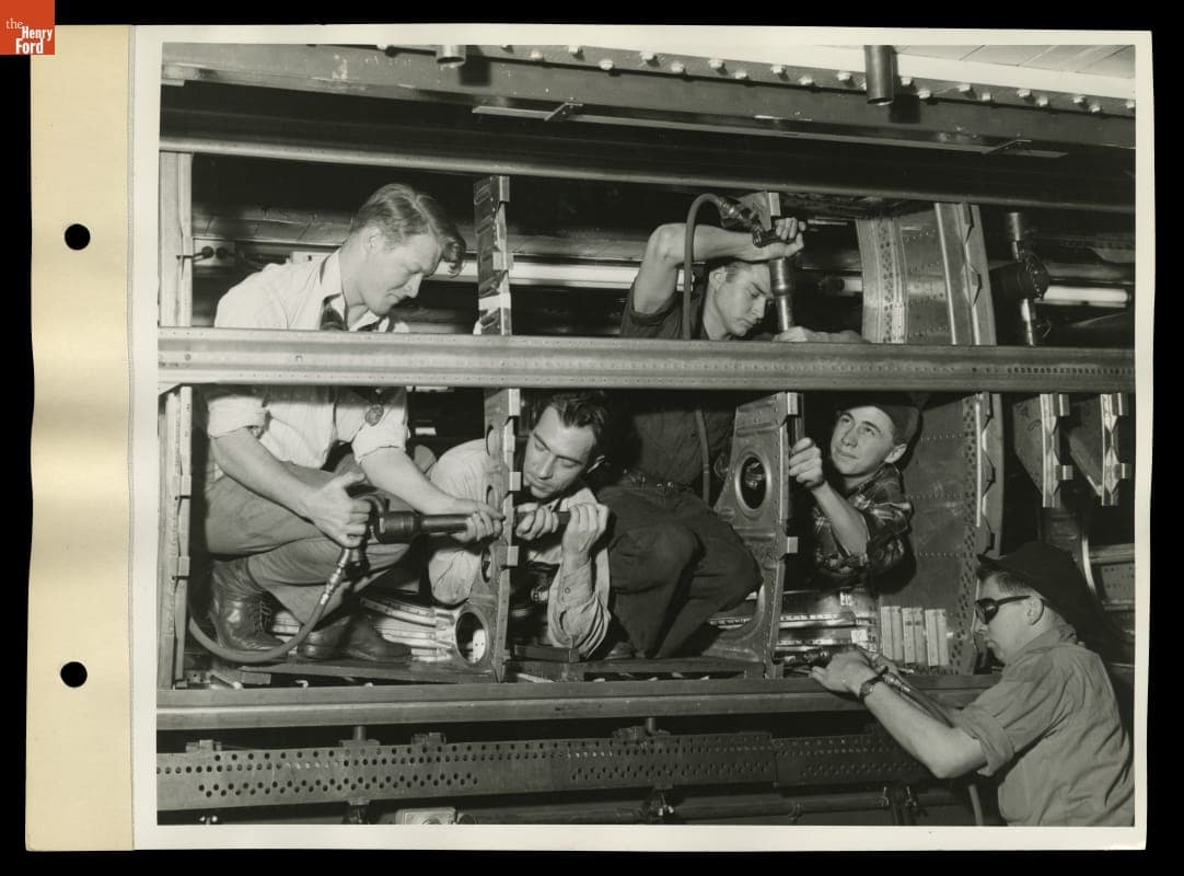 Building the B-24 Center Wing in Record Time, Willow Run Bomber Plant, 1942