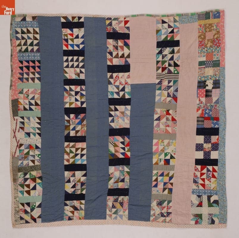 Strip Quilt with Nine-Patch by Lovie Simmons Richburg, circa 1960