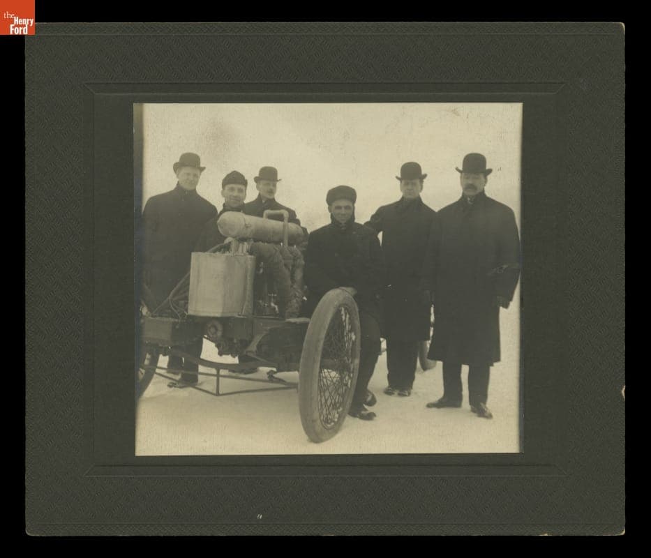 Henry Ford and Ford Motor Company Stockholders with Arrow Racer on Lake Saint Clair, January 12, 1904