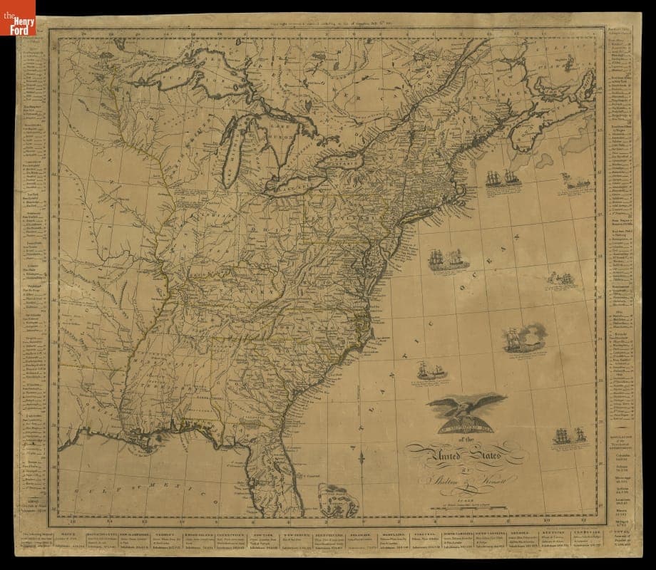 An Improved Map of the United States by Shelton & Kensett, 1813