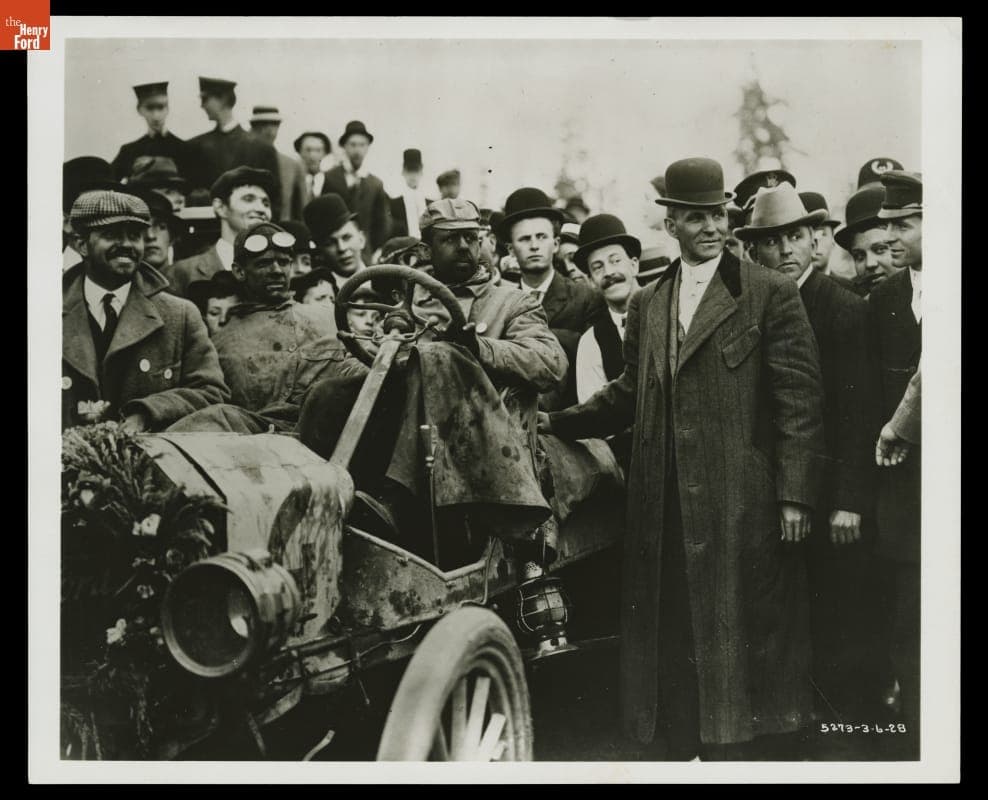 Henry Ford with Ford Model T Race Car at the Finish of the Transcontinental Race, June 1909