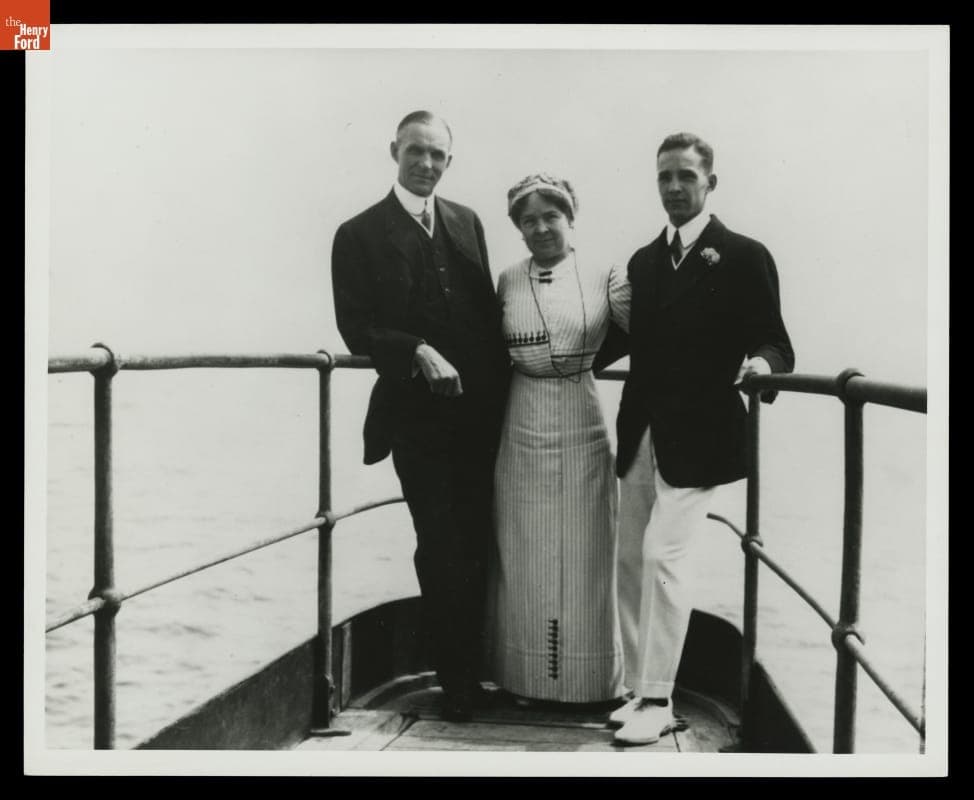 Henry Ford, Clara Ford, and Edsel Ford aboard a Ship to Europe, 1912
