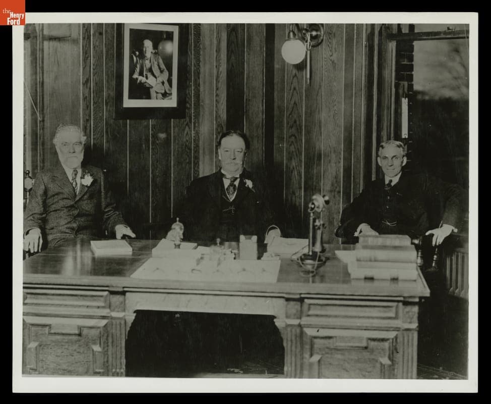 William Livingstone, William Howard Taft, and Henry Ford, at Ford's Highland Park Plant Office, 1910
