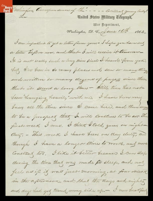Letter from Albert B. Chandler to Marilla Stedman, June 16, 1863