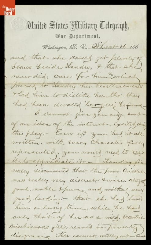 Letter from Albert B. Chandler to Marilla Stedman, 1863-1864