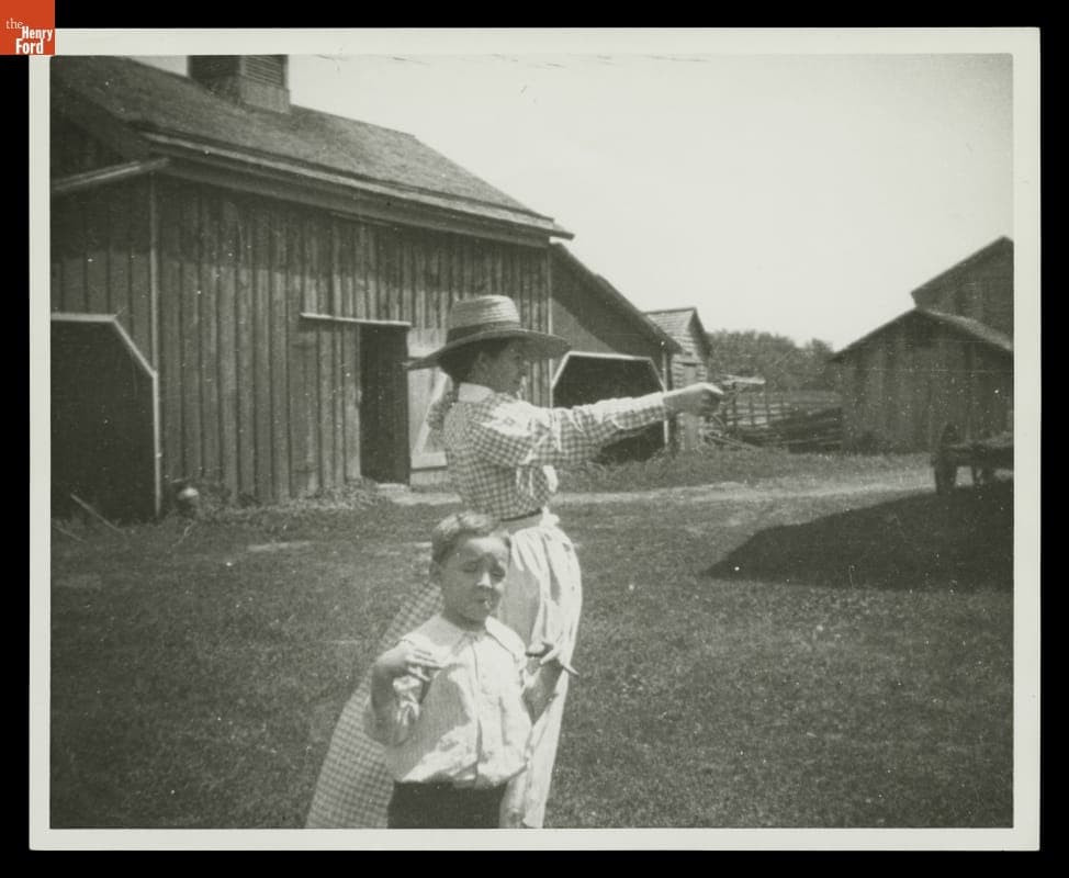 Clara Ford and Edsel Ford at the Bryant Farm, 1902