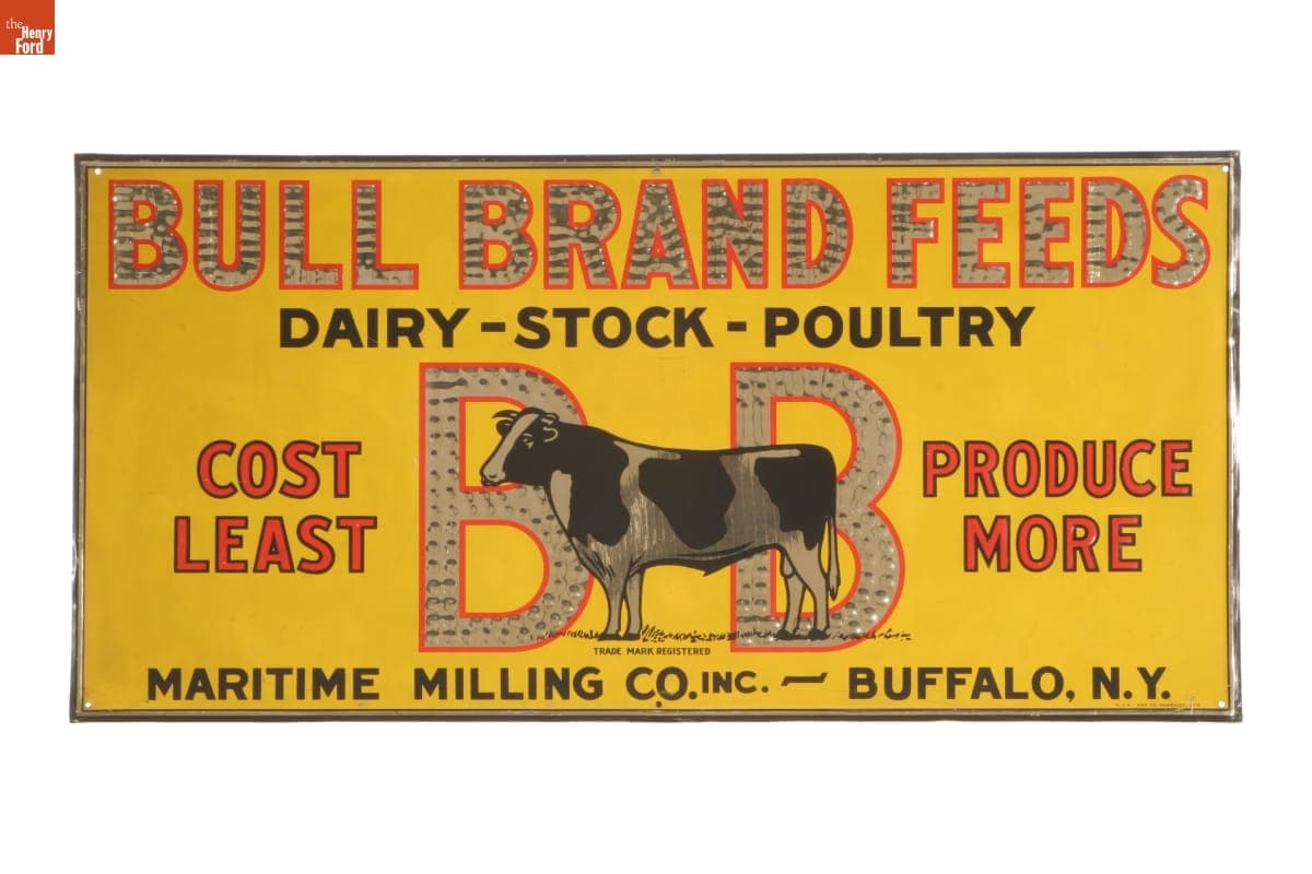 Bull Brand Feeds Sign, circa 1935