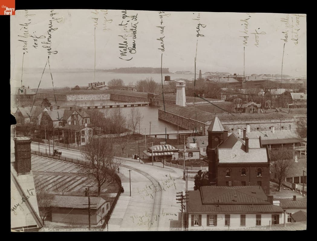 Fort Monroe at Old Point Comfort, Hampton, Virginia, 1902 (Photograph with Handwritten Production Notes)