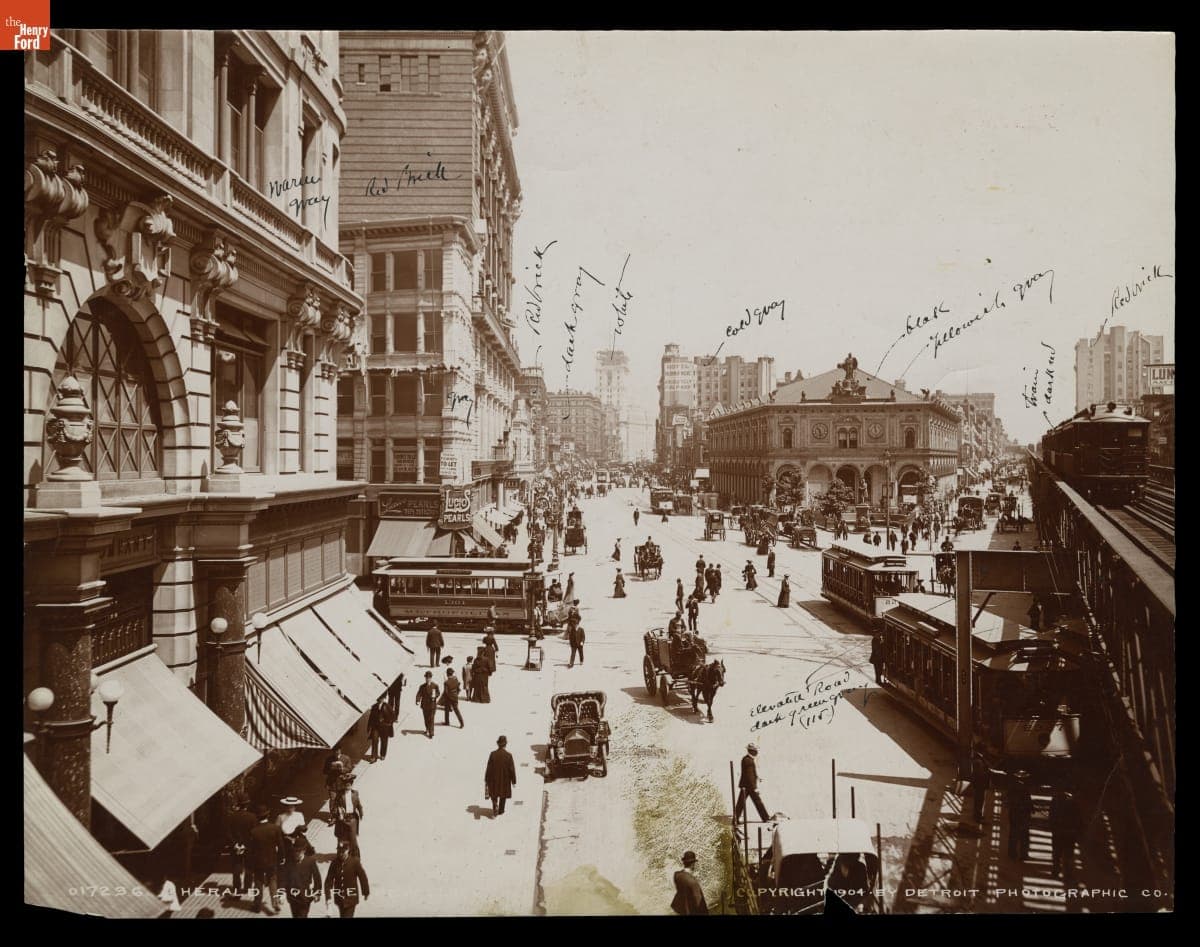 Herald Square, New York City, 1904 (Photograph with Handwritten Production Notes)