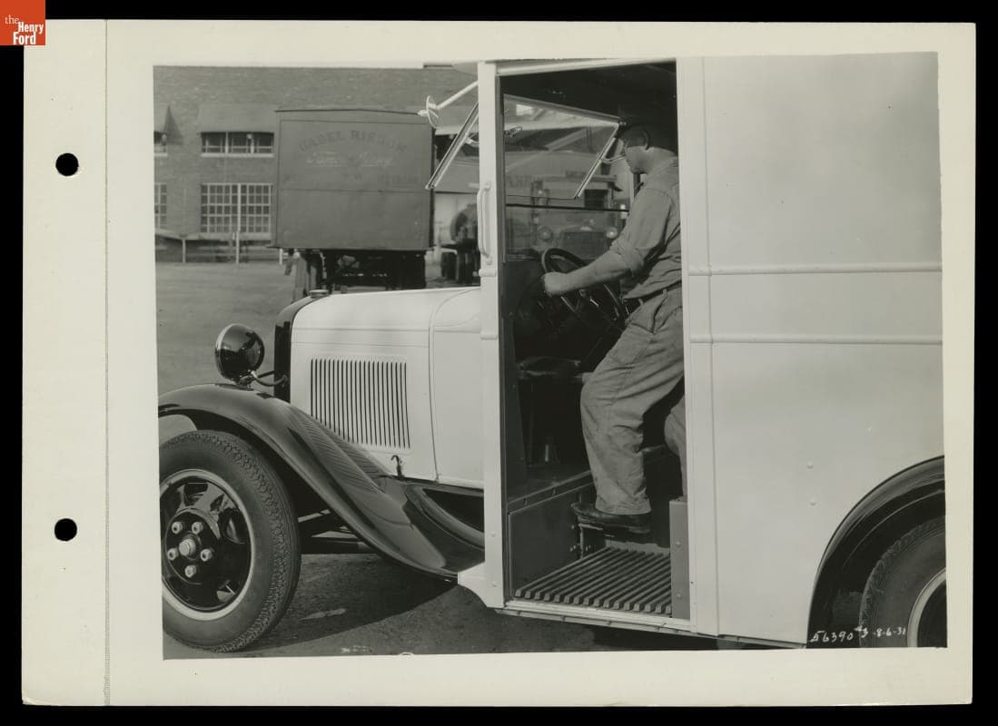 Ford Model AA Standrive Delivery Truck Showing a Driver at the Wheel, 1931