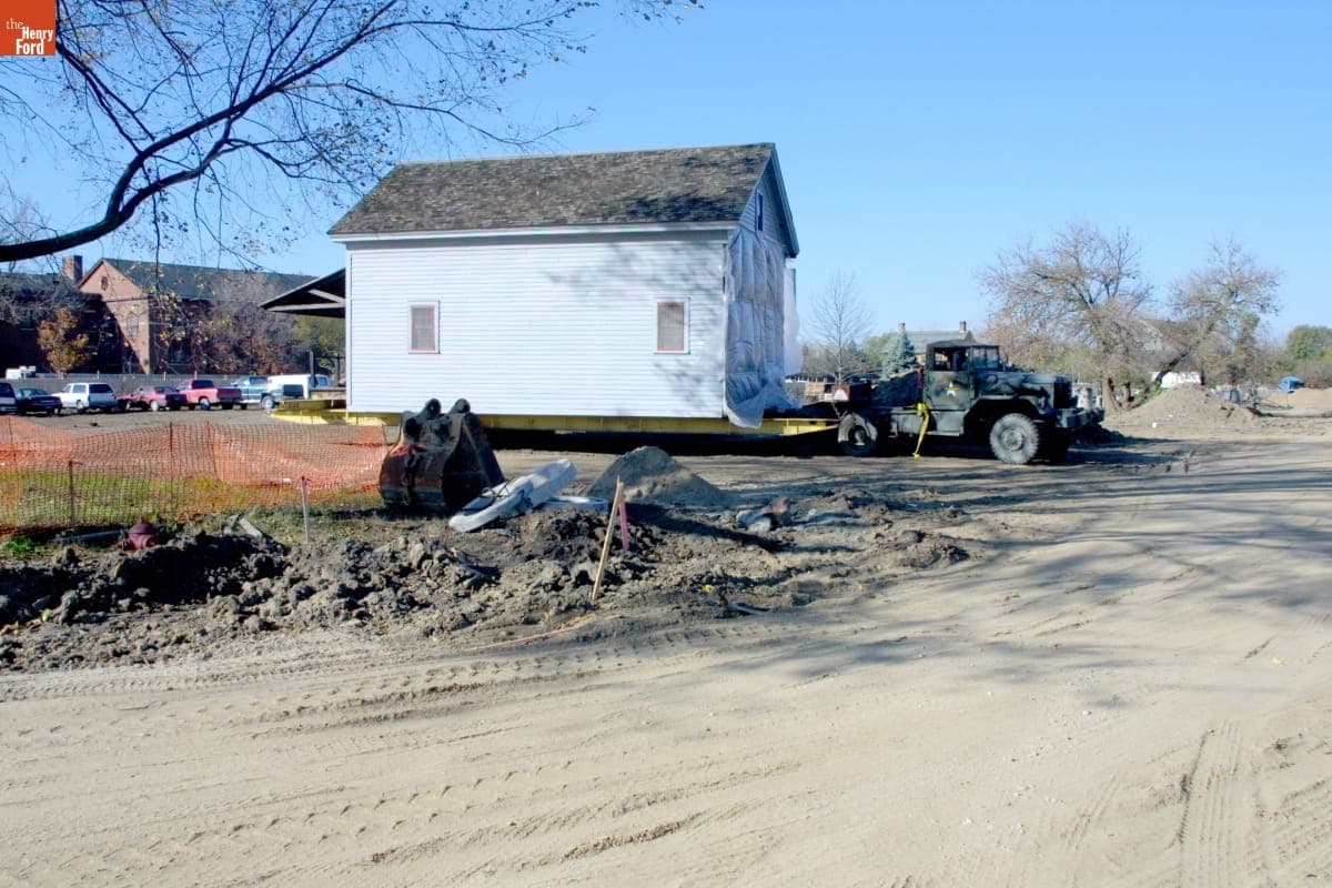 Loranger Grist Mill Being Relocated during the Greenfield Village Restoration Project, November 2002