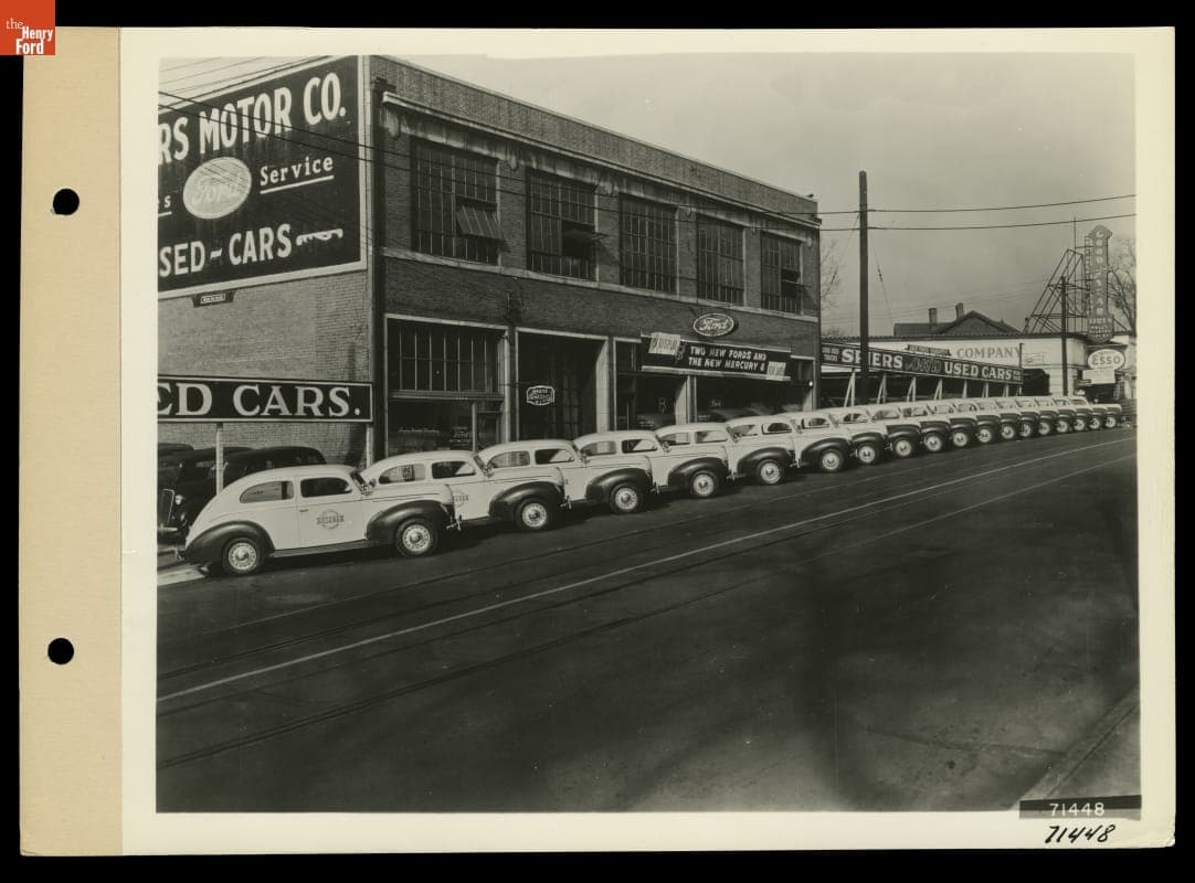 1939 Ford V-8 Police Cars in Front of Spiers Motor Company Dealership, Knoxville, Tennessee