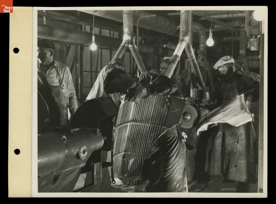 Men Working on V-8 Radiator Grilles, Ford Rouge Plant, 1935