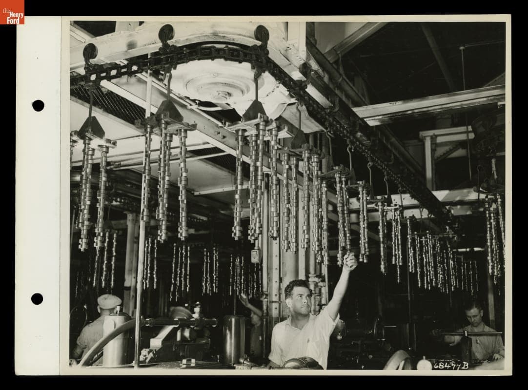 Overhead Conveyors with Camshafts, Assembly Line at Ford Rouge Plant Motor Building, 1937