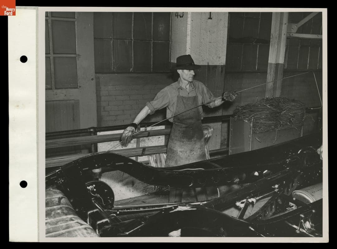 Automobile Fuel Line Installation on Assembly Line, Ford Rouge Plant, 1947