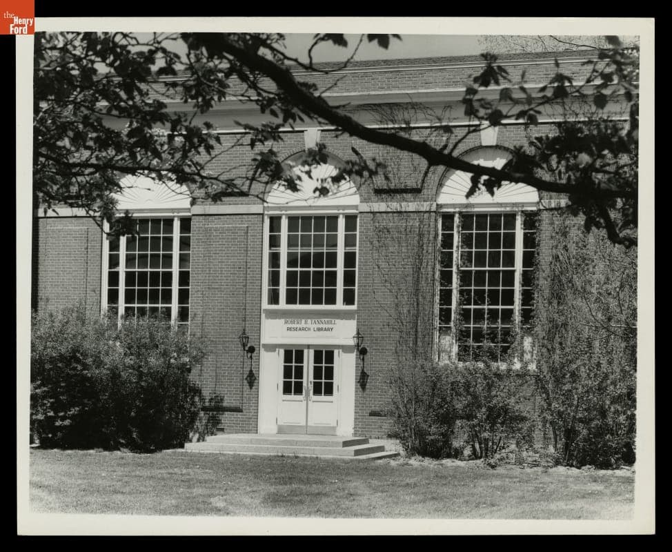 Entrance to Robert Hudson Tannahill Library in Lovett Hall, circa 1974