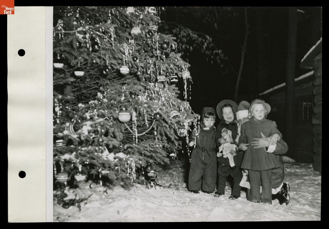 Santa Claus with Ford Family Children at Fair Lane, Dearborn, Michigan, 1944