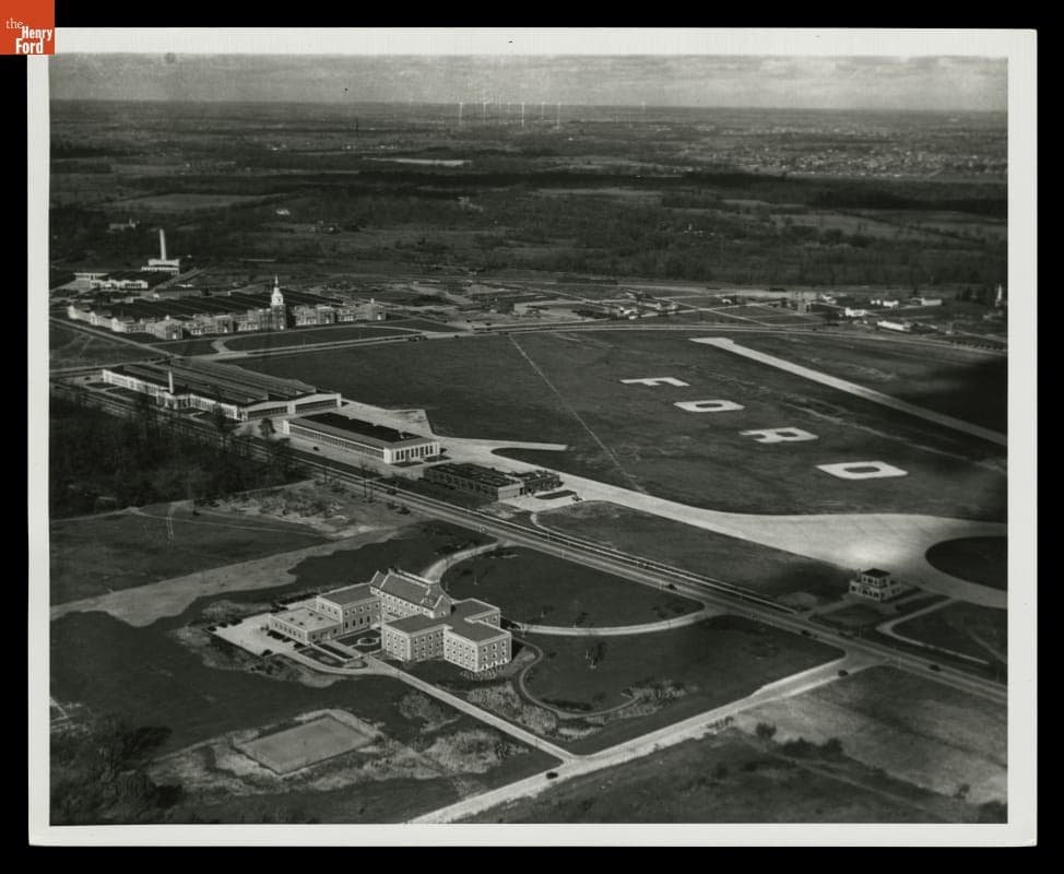 Aerial View of Ford Airport and Dearborn Inn, Dearborn, Michigan, November 1931