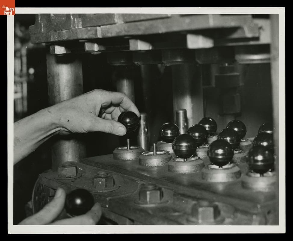 Molded Soybean Gearshift Knobs in Ford Assembly Process, 1940
