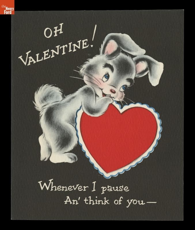Comic Valentine Card, "Oh Valentine! Whenever I Pause An' Think of You, Woo! Woo!," 1954