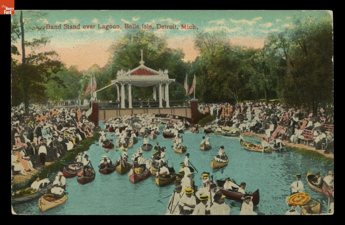 "Band Stand over Lagoon, Belle Isle, Detroit, Mich.," circa 1915